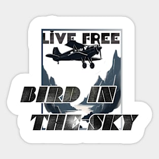 Free plane between the mountains Sticker